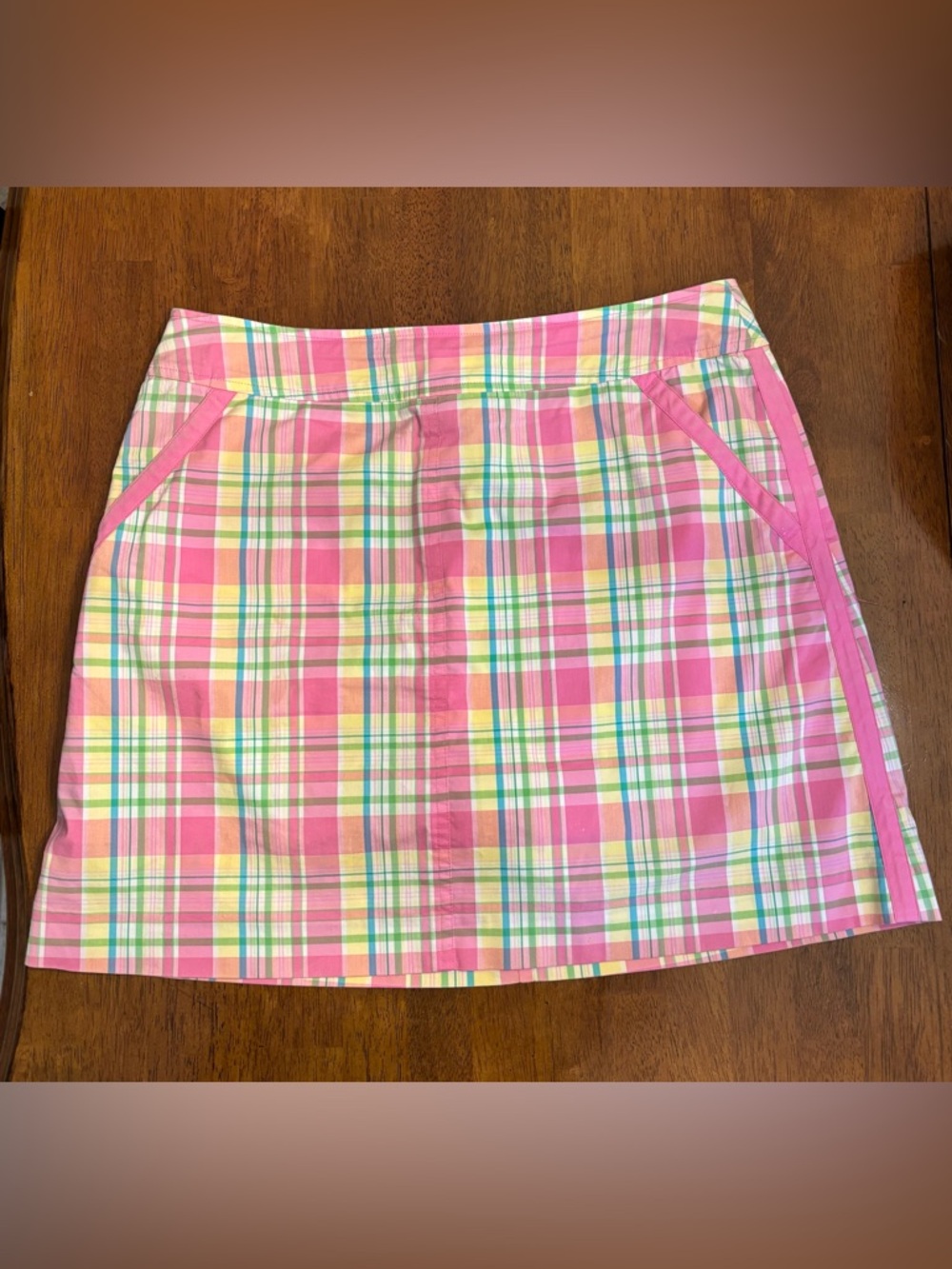 Vintage Lilly Pulitzer Pink Plaid Mini Skirt Skort with Pastel Accents size 8